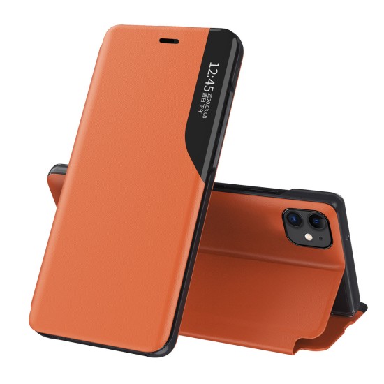 Eco Leather View Case elegant bookcase type case with kickstand for iPhone 13 mini orange Eco Leather View Case elegant bookcase type case with kickstand for iPhone 13 mini orange