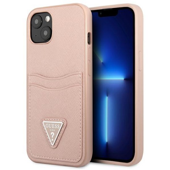Guess GUHCP13SPSATPP iPhone 13 mini 5,4 "pink / pink hardcase SaffianoTriangle Logo Cardslot Guess GUHCP13SPSATPP iPhone 13 mini 5,4 "pink / pink hardcase SaffianoTriangle Logo Cardslot