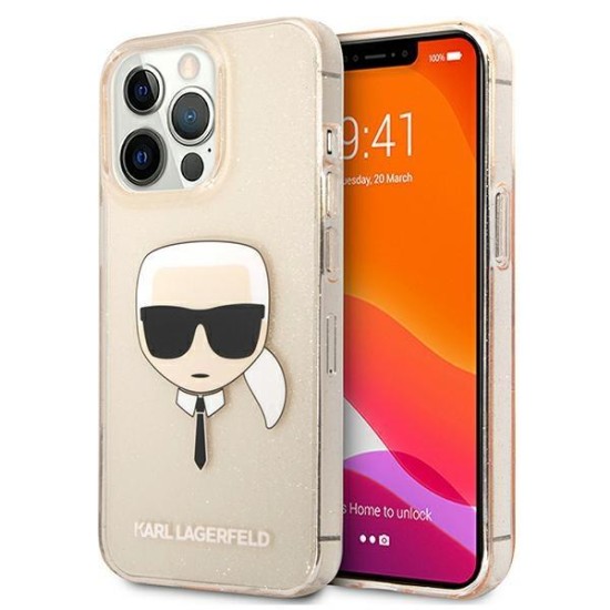 Karl Lagerfeld Glitter Karl's Head Case for iPhone 13 Pro / iPhone 13 - Gold Karl Lagerfeld Glitter Karl's Head Case for iPhone 13 Pro / iPhone 13 - Gold