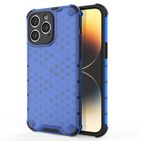Honeycomb case for iPhone 14 Pro Max armored hybrid cover blue Honeycomb case for iPhone 14 Pro Max armored hybrid cover blue