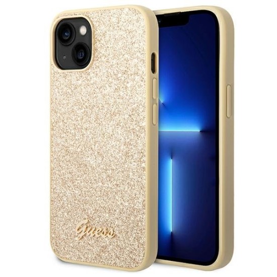 Guess Glitter Script Case for iPhone 14 Plus - Gold Guess Glitter Script Case for iPhone 14 Plus - Gold