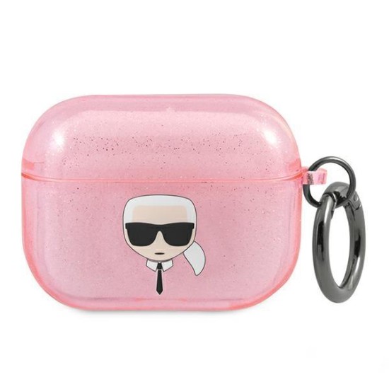 Karl Lagerfeld Glitter Karl&amp;#39;s Head Case for AirPods Pro - Pink