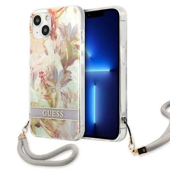 Guess GUHCP13MHFLSU iPhone 13 6.1" purple/purple hardcase Flower Strap Guess GUHCP13MHFLSU iPhone 13 6.1" purple/purple hardcase Flower Strap