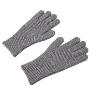 Braided telephone gloves with cut-outs for fingers - gray