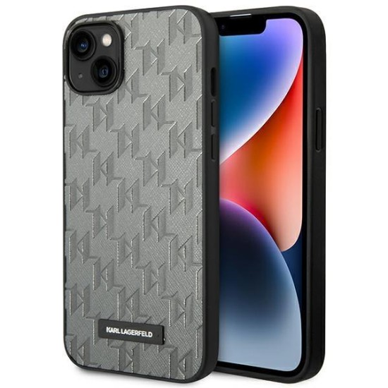 Karl Lagerfeld KLHCP14SSAKLHPG iPhone 14 6.1 "hardcase gray / gray Saffiano Mono Metal Logo Karl Lagerfeld KLHCP14SSAKLHPG iPhone 14 6.1 "hardcase gray / gray Saffiano Mono Metal Logo