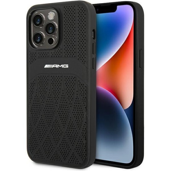 AMG AMHMP14XOSDBK iPhone 14 Pro Max 6.7" black/black hardcase Leather Curved Lines MagSafe AMG AMHMP14XOSDBK iPhone 14 Pro Max 6.7" black/black hardcase Leather Curved Lines MagSafe