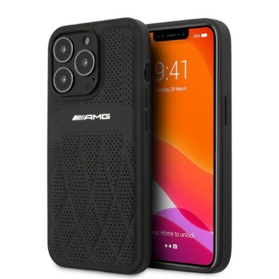 AMG Leather Curved Lines case for iPhone 13 Pro Max - black AMG Leather Curved Lines case for iPhone 13 Pro Max - black