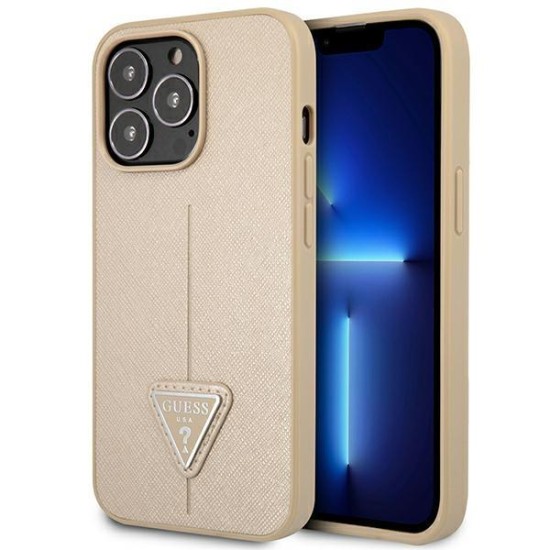 Guess GUHCP14XPSATLE iPhone 14 Pro Max 6,7 "beige / beige hardcase SaffianoTriangle Logo Guess GUHCP14XPSATLE iPhone 14 Pro Max 6,7 "beige / beige hardcase SaffianoTriangle Logo