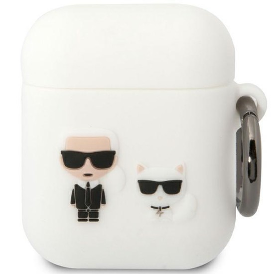 Karl Lagerfeld KLACA2SILKCW AirPods 1/2 cover white/white Silicone Karl &amp;amp; Choupette