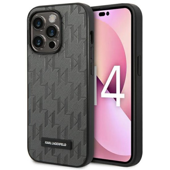 Karl Lagerfeld KLHCP14XSAKLHPG iPhone 14 Pro Max 6,7 "hardcase gray / gray Saffiano Mono Metal Logo