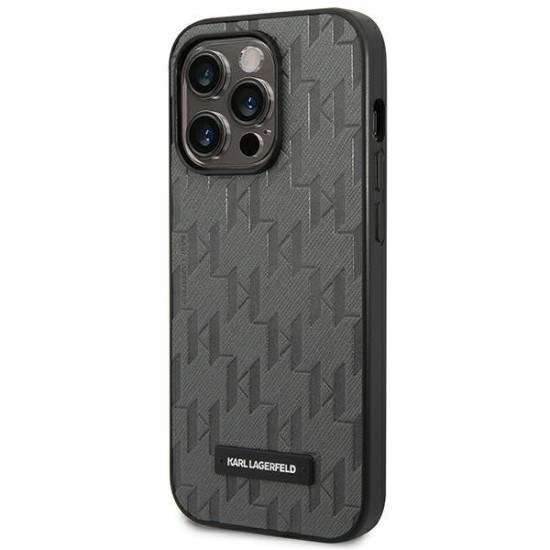 Karl Lagerfeld KLHCP14XSAKLHPG iPhone 14 Pro Max 6,7 "hardcase gray / gray Saffiano Mono Metal Logo