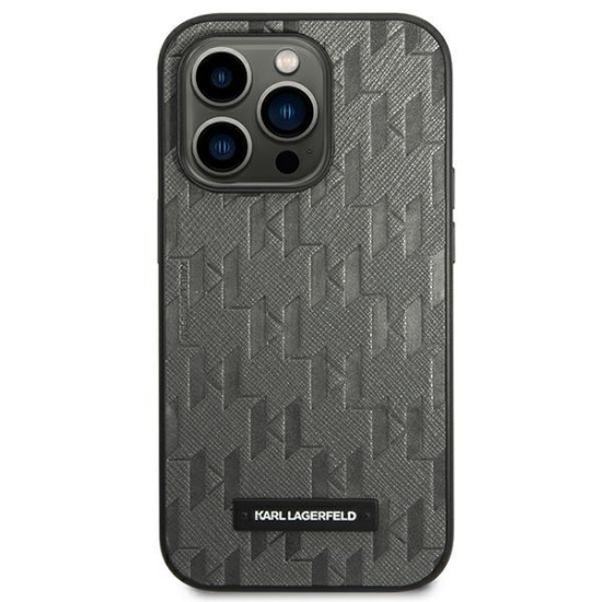 Karl Lagerfeld KLHCP14XSAKLHPG iPhone 14 Pro Max 6,7 "hardcase gray / gray Saffiano Mono Metal Logo
