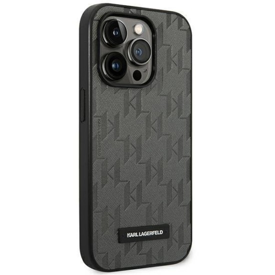 Karl Lagerfeld KLHCP14XSAKLHPG iPhone 14 Pro Max 6,7 "hardcase gray / gray Saffiano Mono Metal Logo