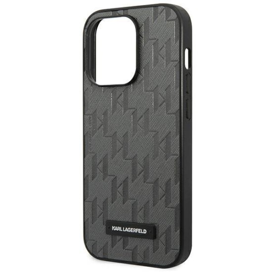 Karl Lagerfeld KLHCP14XSAKLHPG iPhone 14 Pro Max 6,7 "hardcase gray / gray Saffiano Mono Metal Logo