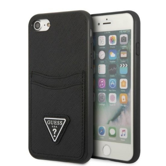 Guess GUHCI8PSATPK iPhone 7/8 SE 2020 / SE 2022 hardcase black/black hardcase Saffiano Triangle Logo Cardslot