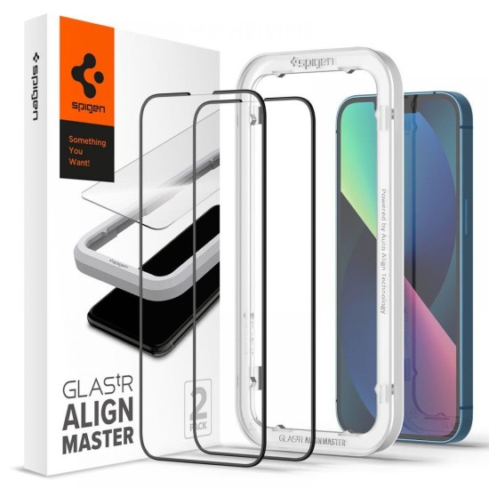 Spigen ALM Glass FC Tempered Glass for iPhone 13 / 13 Pro / 14 / 16e - Black 2 pcs. Spigen ALM Glass FC Tempered Glass for iPhone 13 / 13 Pro / 14 / 16e - Black 2 pcs.