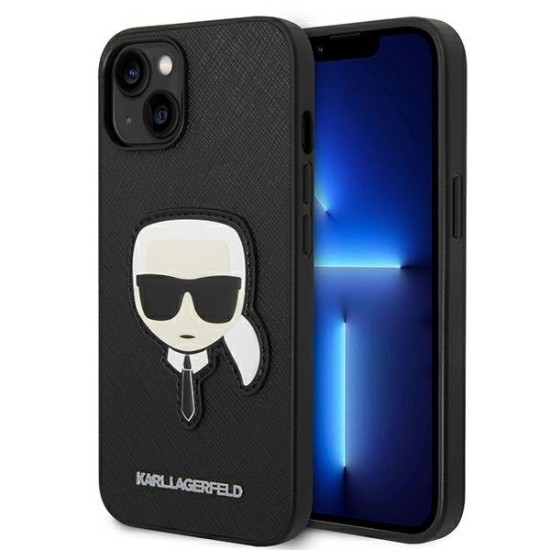 Karl Lagerfeld Saffiano Karl's Head Patch Case for iPhone 14 Plus - Black Karl Lagerfeld Saffiano Karl's Head Patch Case for iPhone 14 Plus - Black