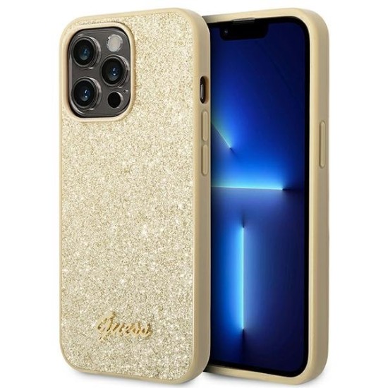 Guess Glitter Script Case for iPhone 14 Pro - Gold Guess Glitter Script Case for iPhone 14 Pro - Gold