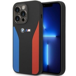 Case BMW BMHCP14L22SCSK iPhone 14 Pro 6.1" black/black Silicone Blue&Red Stripes M Collection