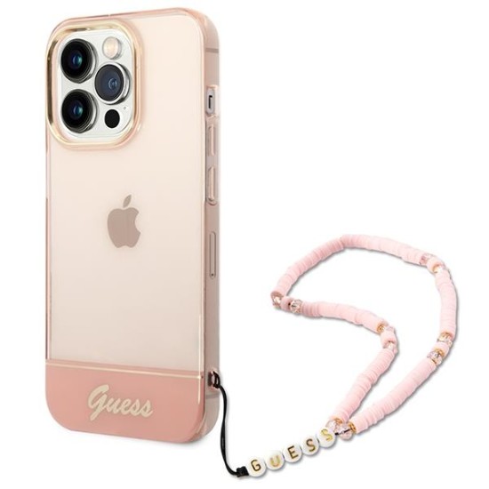 Guess GUHCP14LHGCOHP iPhone 14 Pro 6.1" pink/pink hardcase Translucent Pearl Strap Guess GUHCP14LHGCOHP iPhone 14 Pro 6.1" pink/pink hardcase Translucent Pearl Strap
