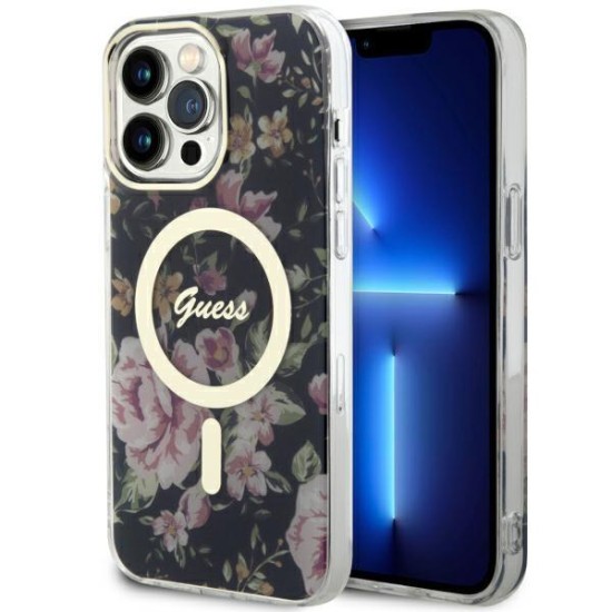 Guess GUHMP14XHCFWSK iPhone 14 Pro Max 6.7" black/black hardcase Flower MagSafe Guess GUHMP14XHCFWSK iPhone 14 Pro Max 6.7" black/black hardcase Flower MagSafe