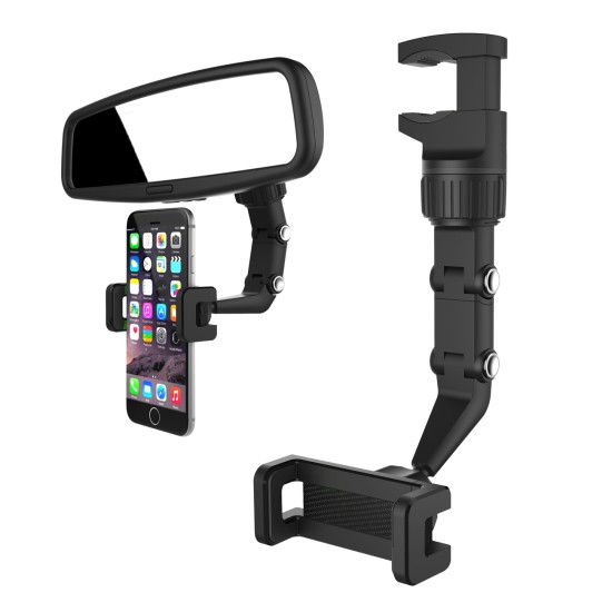 Adjustable car rearview mirror holder for smartphone black Adjustable car rearview mirror holder for smartphone black