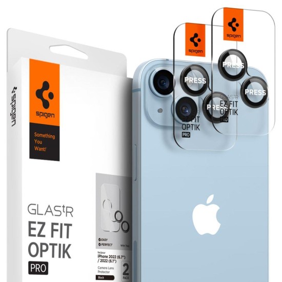 Spigen Glas.tR EZ Fit Optik Camera Protector for iPhone 14 / Plus / 15 / Plus - Black 2 pcs. Spigen Glas.tR EZ Fit Optik Camera Protector for iPhone 14 / Plus / 15 / Plus - Black 2 pcs.