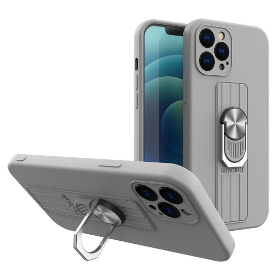 Ring Case silicone case with finger grip and stand for iPhone 12 mini silver Ring Case silicone case with finger grip and stand for iPhone 12 mini silver