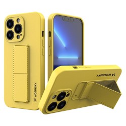 Wozinsky Kickstand Case iPhone 13 Pro Max Yellow Silicone Case with Stand