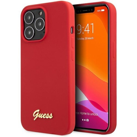 Guess GUHCP13XLSLMGRE iPhone 13 Pro Max 6.7" red/burgundy hard case Silicone Vintage Gold Logo Guess GUHCP13XLSLMGRE iPhone 13 Pro Max 6.7" red/burgundy hard case Silicone Vintage Gold Logo