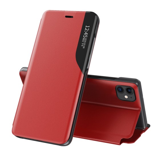 Eco Leather View Case elegant bookcase type case with kickstand for iPhone 13 mini red Eco Leather View Case elegant bookcase type case with kickstand for iPhone 13 mini red