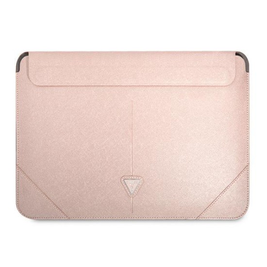 Guess Saffiano Triangle Logo case for a 16" laptop - pink