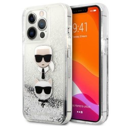 Karl Lagerfeld Liquid Glitter Karl&amp;amp;Choupette Head case for iPhone 13 Pro / iPhone 13 - silver