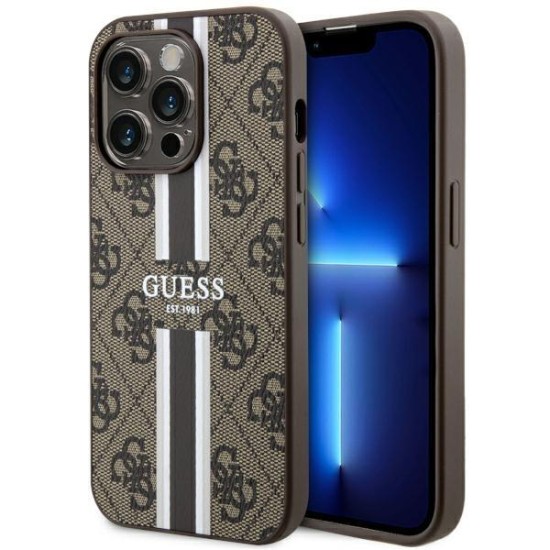 Guess GUHMP14LP4RPSW iPhone 14 Pro 6.1" brown/brown hardcase 4G Printed Stripes MagSafe Guess GUHMP14LP4RPSW iPhone 14 Pro 6.1" brown/brown hardcase 4G Printed Stripes MagSafe