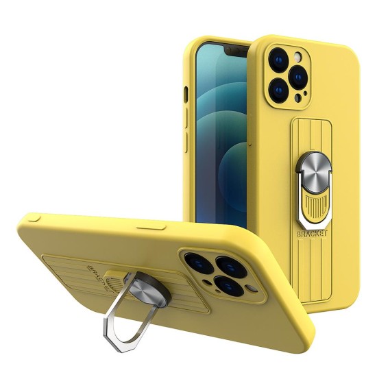 Ring Case silicone case with finger grip and stand for iPhone 13 mini yellow Ring Case silicone case with finger grip and stand for iPhone 13 mini yellow