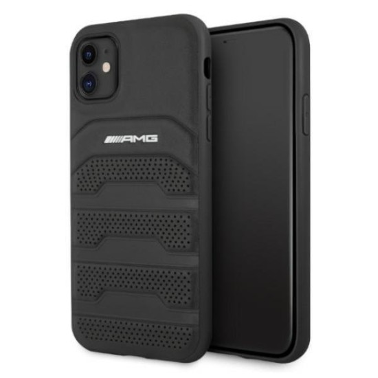 AMG AMHCN61GSEBK iPhone 11 6.1 "black / black hardcase Leather Debossed Lines AMG AMHCN61GSEBK iPhone 11 6.1 "black / black hardcase Leather Debossed Lines