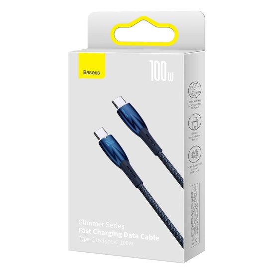 Baseus Glimmer Series Fast Charging Cable USB-C 480Mb/s PD 100W 1m blue Baseus Glimmer Series Fast Charging Cable USB-C 480Mb/s PD 100W 1m blue