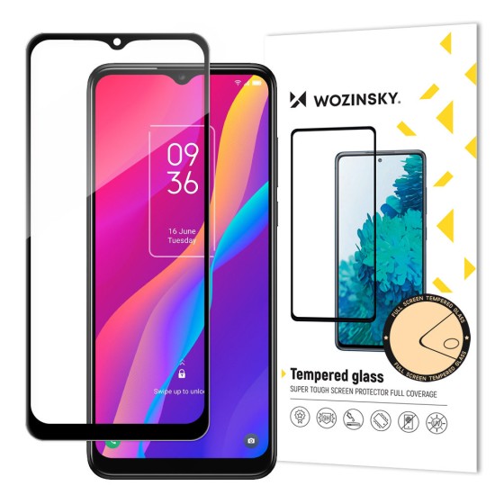 Wozinsky super tough Full Glue tempered glass full screen with Case Friendly TCL 30E black frame Wozinsky super tough Full Glue tempered glass full screen with Case Friendly TCL 30E black frame
