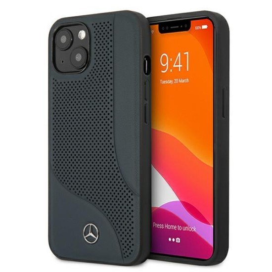 Mercedes Leather Perforated Area Case for iPhone 13 mini - Navy Blue Mercedes Leather Perforated Area Case for iPhone 13 mini - Navy Blue