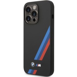 Case BMW BMHCP14L22SOTK iPhone 14 Pro 6.1" black/black Silicone Slanted Sttripes