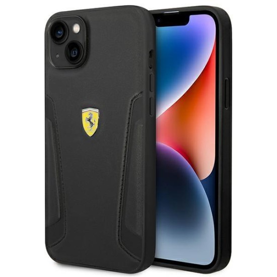 Ferrari FEHCP14MRBUK iPhone 14 Plus 6.7" black/black hardcase Leather Stamp Sides Ferrari FEHCP14MRBUK iPhone 14 Plus 6.7" black/black hardcase Leather Stamp Sides