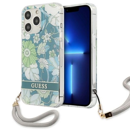 Guess GUHCP13XHFLSN iPhone 13 Pro Max 6.7" green/green hardcase Flower Strap Guess GUHCP13XHFLSN iPhone 13 Pro Max 6.7" green/green hardcase Flower Strap