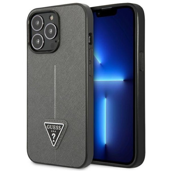Guess GUHCP14LPSATLG iPhone 14 Pro 6.1 "silver / silver hardcase SaffianoTriangle Logo Guess GUHCP14LPSATLG iPhone 14 Pro 6.1 "silver / silver hardcase SaffianoTriangle Logo