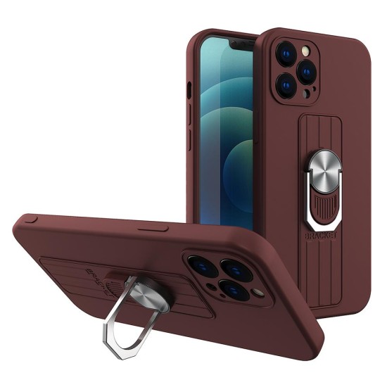 Ring Case silicone case with finger grip and stand for Samsung Galaxy A72 4G brown Ring Case silicone case with finger grip and stand for Samsung Galaxy A72 4G brown