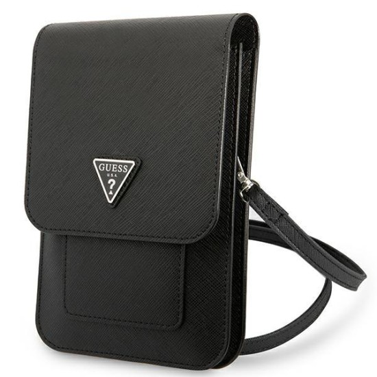 Guess Handbag GUWBSATMBK black / black Saffiano Triangle Guess Handbag GUWBSATMBK black / black Saffiano Triangle