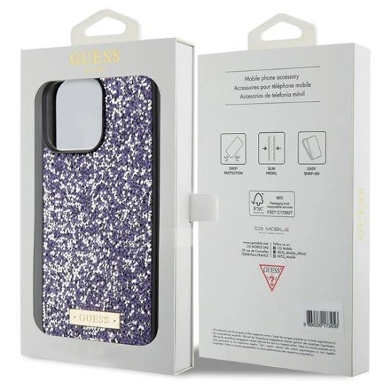 Guess Rhinestone Metal Logo case for iPhone 15 Pro Max - pink