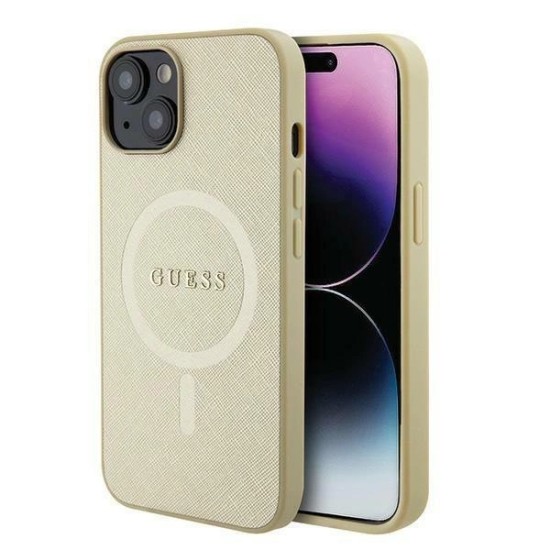 Guess GUHMP15MPSAHMCB iPhone 15 Plus 6.7" gold/gold hardcase Saffiano MagSafe Guess GUHMP15MPSAHMCB iPhone 15 Plus 6.7" gold/gold hardcase Saffiano MagSafe