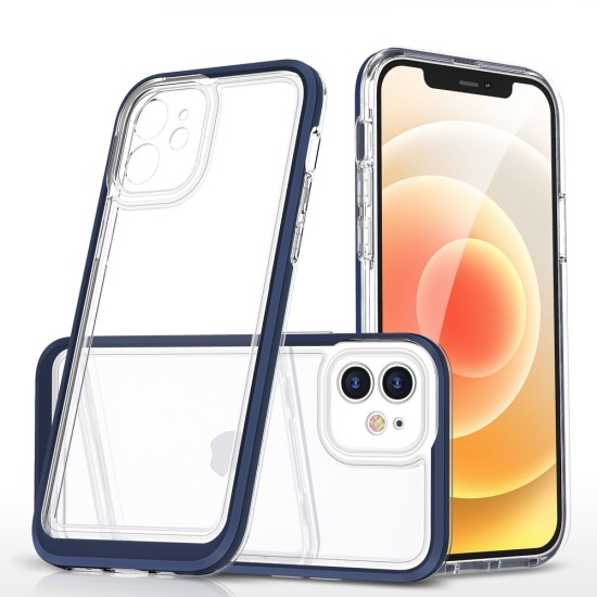 Clear 3in1 case for iPhone 12 blue frame gel cover Clear 3in1 case for iPhone 12 blue frame gel cover
