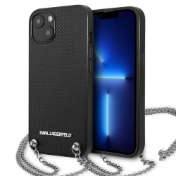 Karl Lagerfeld KLHCP13SPMK iPhone 13 mini 5,4 "hardcase black / black Leather Textured and Chain Karl Lagerfeld KLHCP13SPMK iPhone 13 mini 5,4 "hardcase black / black Leather Textured and Chain