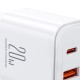 JOYROOM USB-A &amp; USB-C CHARGER + USB C CABLE 20W UK WHITE JR-TCF05